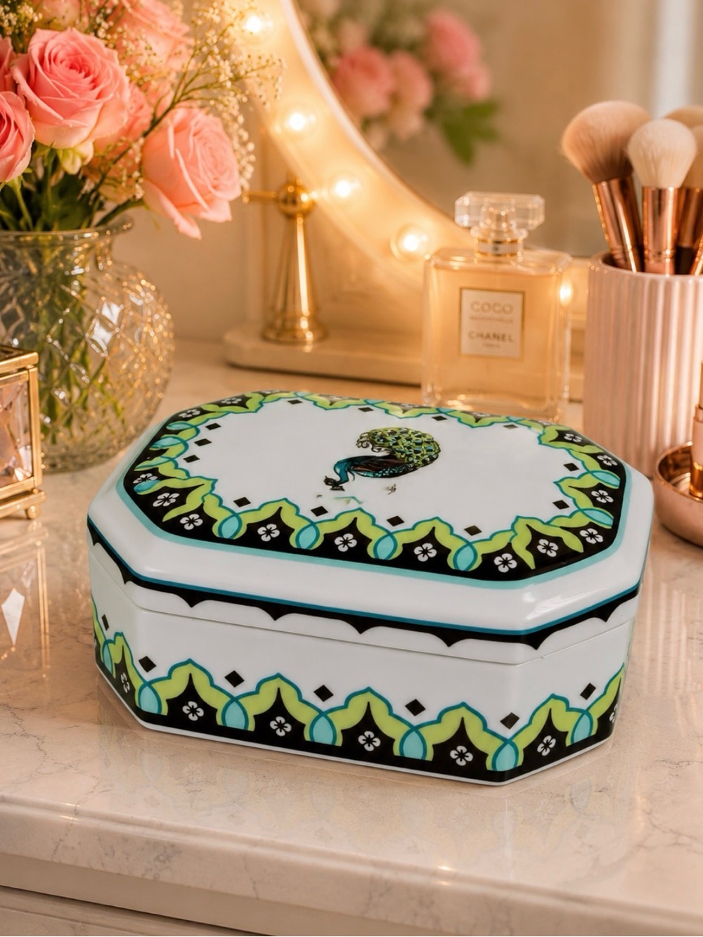 Vera Bradley My Home Peacock Collection Porcelain Box